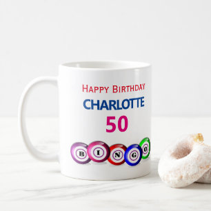 Caneca De Café Bingo Birthday 50th Milestone Bingo Balls