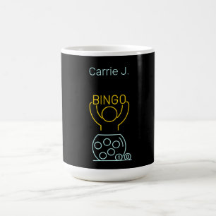 Caneca De Café Bingo Night Neon Line Art Personalizado