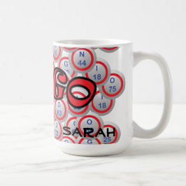 Caneca De Café Bingo "nome" sobre bolas do Bingo