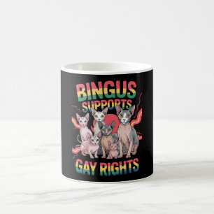 Caneca De Café Bingus Apoia os Direitos Gay Gato Sphynx Orgulho L