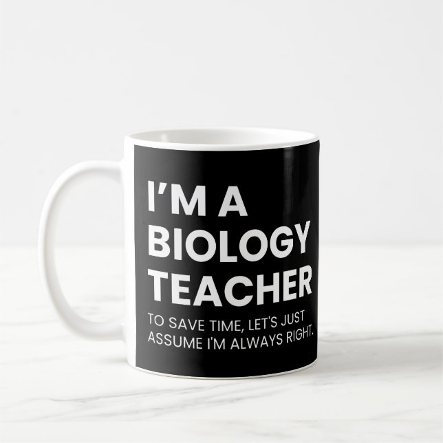 Caneca De Café Biology Teacher Funny Science Professor Saying (Esquerda)