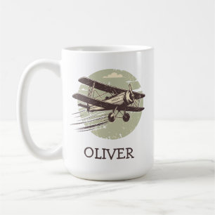 Caneca De Café Biplano Vintage Personalizado