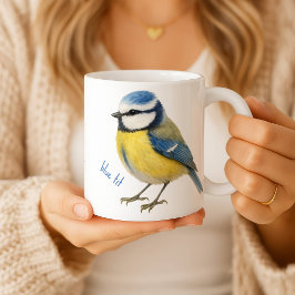 Caneca De Café Bird Blue Tit Mug, Watercolour Garden Bird Art