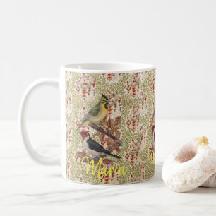 Caneca De Café Bird Floral Mug Vitoriana