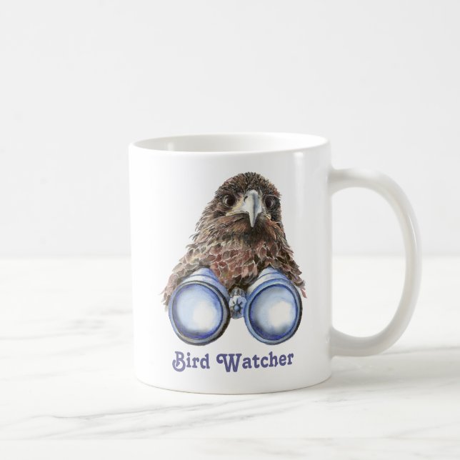 Caneca De Café Bird Watcher Observando Você Aquarela Humor Animal (Direita)