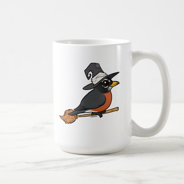Caneca De Café Birdorable American Robin Bruxa Halloween (Direita)