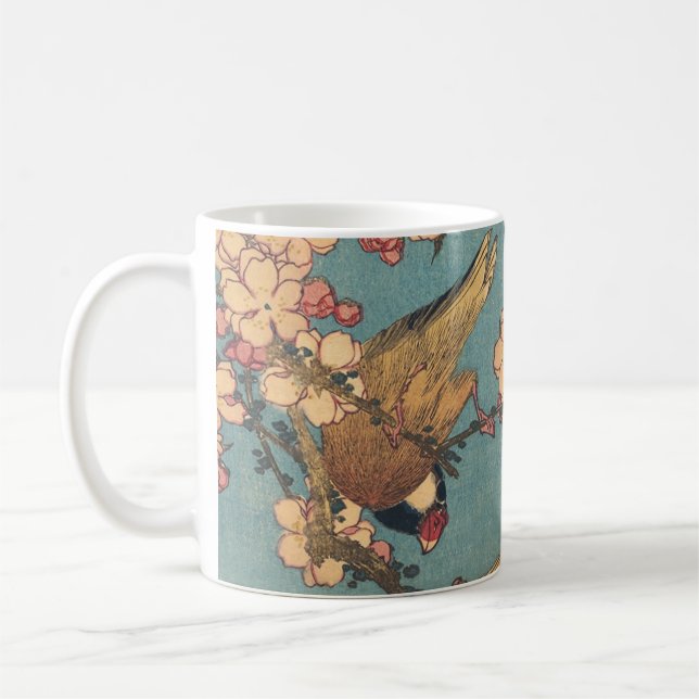 Caneca De Café Birds Flowers Hokusai Art Japonês (Esquerda)