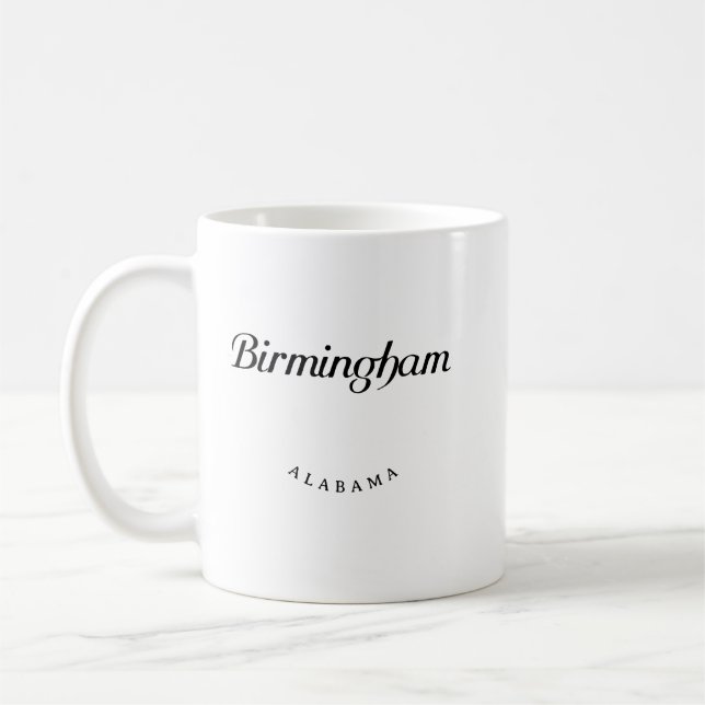 Caneca De Café Birmingham Alabama Black Font (Esquerda)