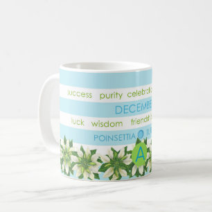 Caneca De Café Birth Flower e Gem Stripe Mug dezembro