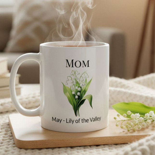 Caneca De Café Birth Flower Lily of the Valley Mom (Criador carregado)