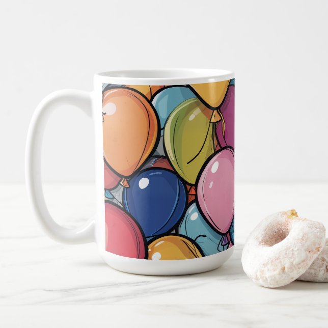 Caneca De Café Birthday Balloon  (Com Donut)
