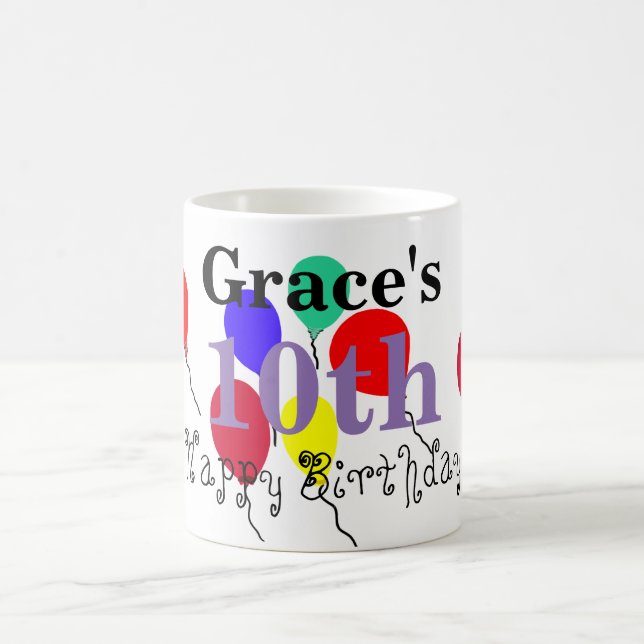 Caneca De Café Birthday Balloons Nome Mugs (Centro)