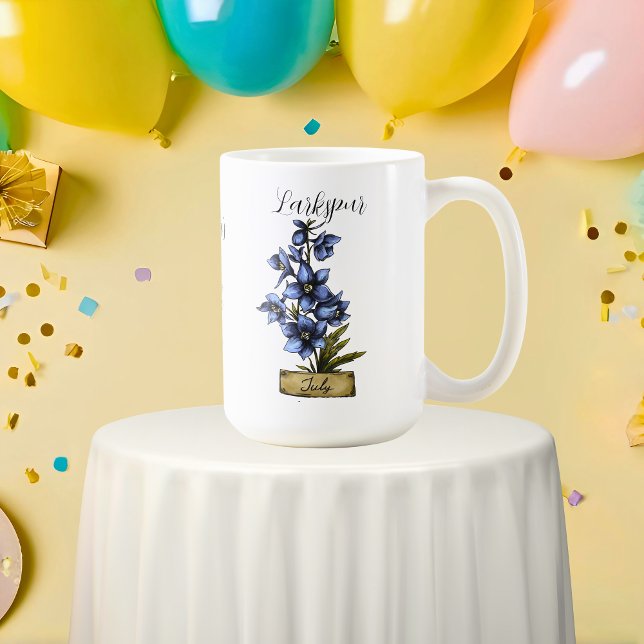 Caneca De Café Birthday Larkspur (Birth Flower JULY Birthday Larkspur Coffee Mug
)