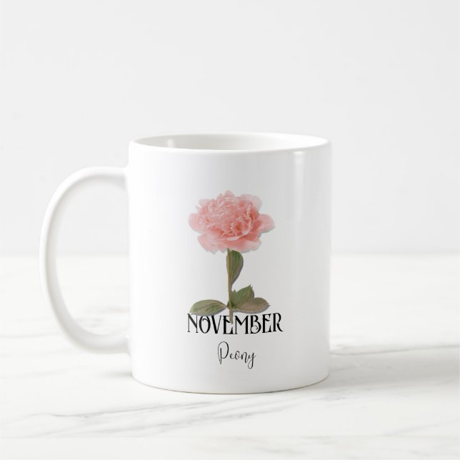 Caneca De Café Birthday NovEMBER Birthday Peony Rosa (Esquerda)