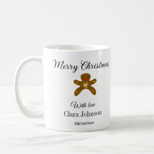 Caneca De Café Biscoitos marrons de Natal felizes adicionam nome