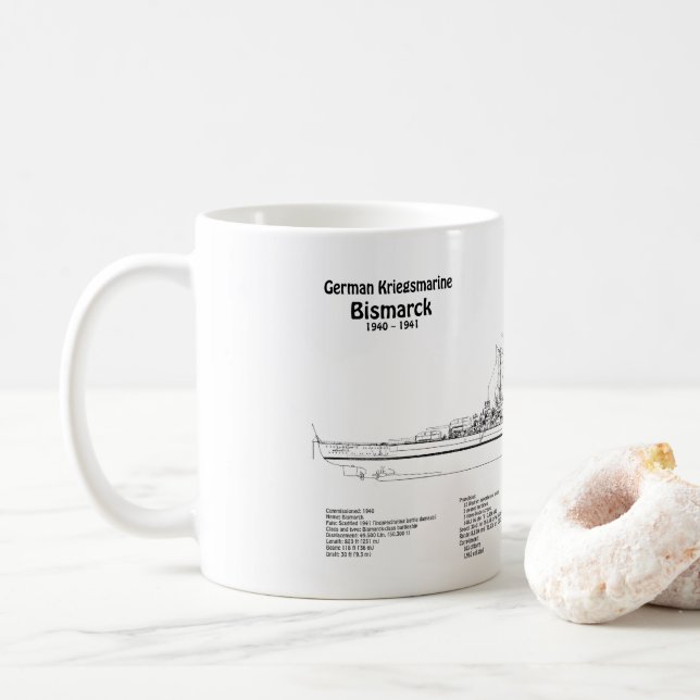 Caneca De Café Bismarck - Planos Blueprint do Batehip - BD (Com Donut)