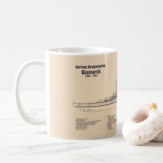 Caneca De Café Bismarck - Planos de Impressão Blueprint de Embarc (Com Donut)