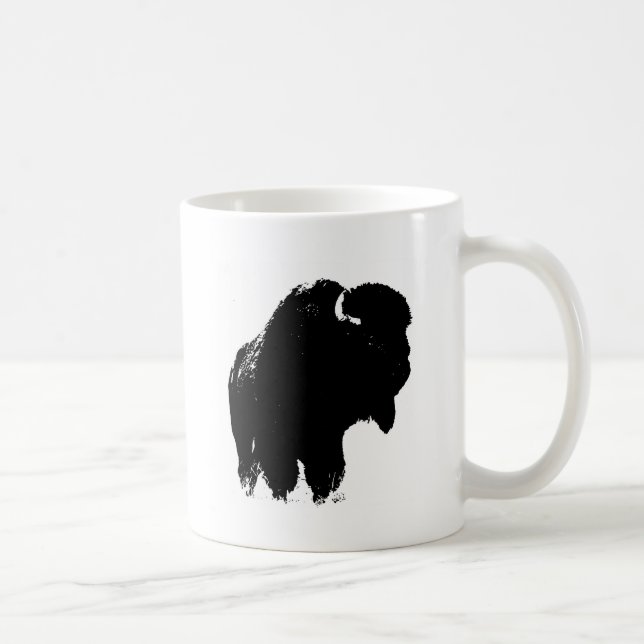 Caneca De Café Bison Buffalo, Pop de Arte Negra (Direita)