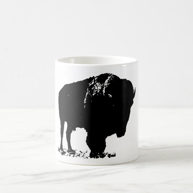 Caneca De Café Bison Buffalo, Pop de Arte Negra (Centro)