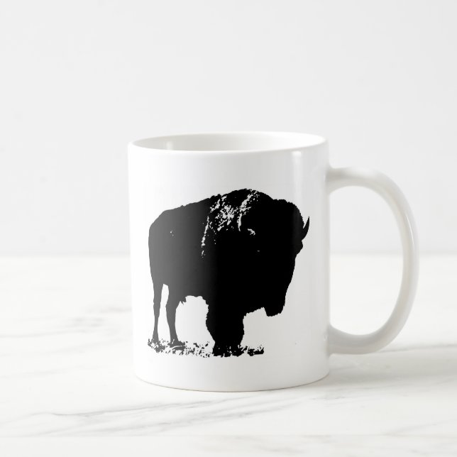 Caneca De Café Bison Buffalo, Pop de Arte Negra (Direita)