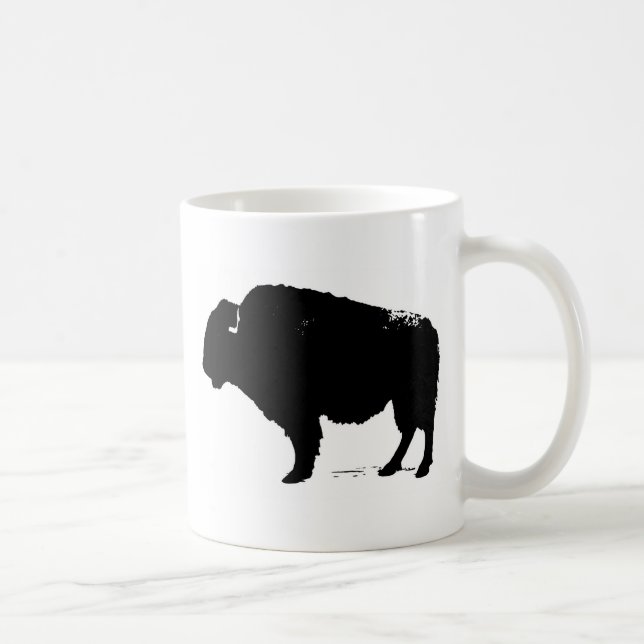 Caneca De Café Bison de Búfalo de Pop Preto e Branco (Direita)