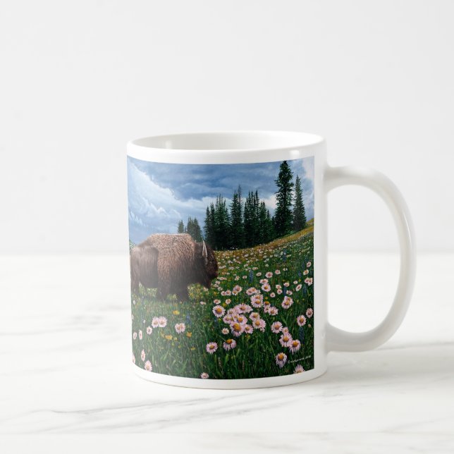 Caneca De Café Bisonte americano - "nenhum tempo para flores " (Direita)