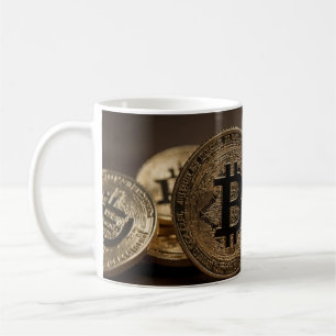 Caneca De Café BitCoin colorido Dourado