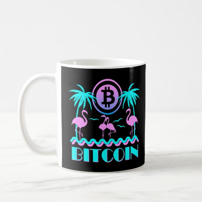 Caneca De Café Bitmoney Crypto Retro 80s Flamingo (Esquerda)