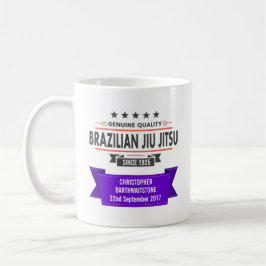 Caneca De Café BJJ Belt Roxo Classificado Com Nome e Data Do Prêm