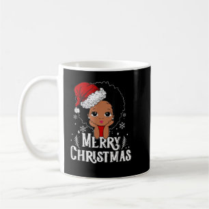 Caneca De Café Black African American Girl Papai Noel me dá Natal