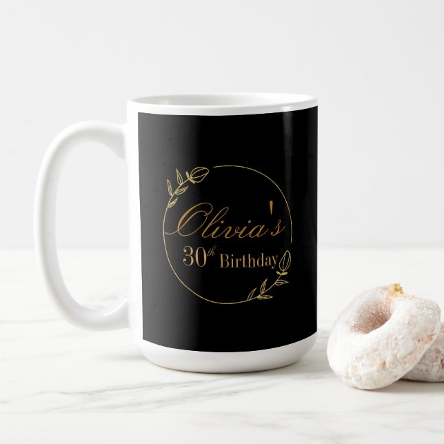 Caneca De Café Black and Gold Personalized (Com Donut)