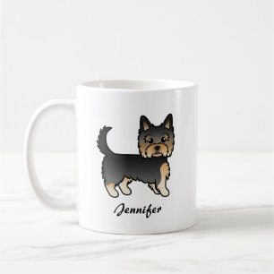 Caneca De Café Black And Tan Yorkshire Terrier Cartoon Dog & Name