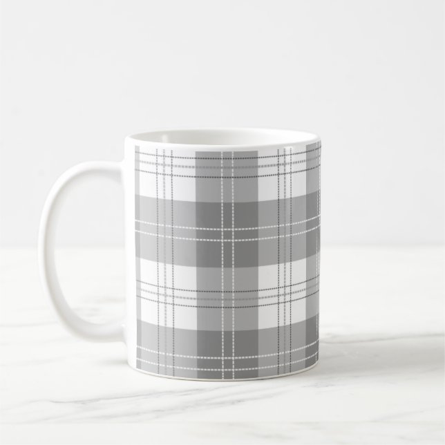 Caneca De Café Black and White Buffalo Plaid (Esquerda)