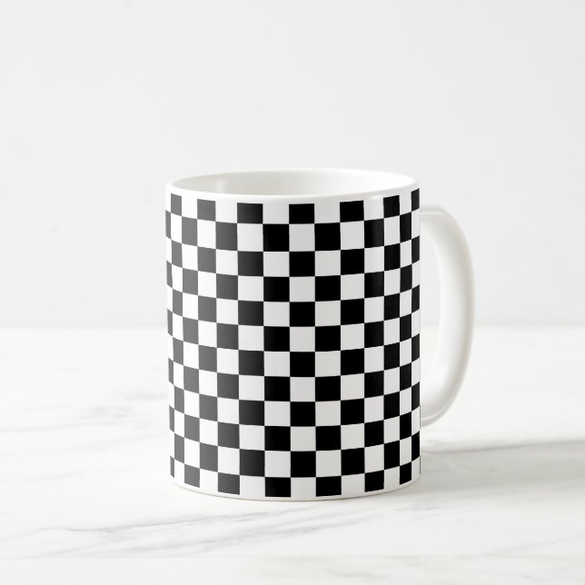Caneca De Café Black and white checkerboard pattern  (Frente Esquerda)