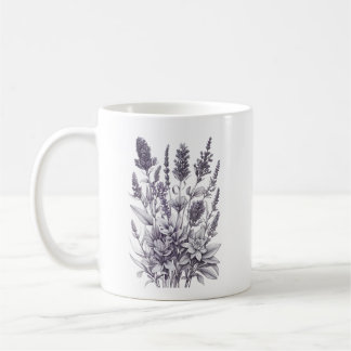 Caneca De Café Black and White Flowers