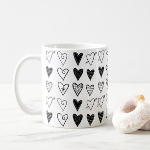 Caneca De Café Black and White    HeartsMug