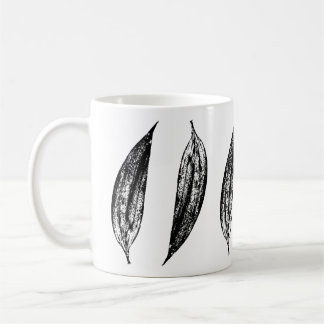 Caneca De Café Black and White White Lily Leaf Print