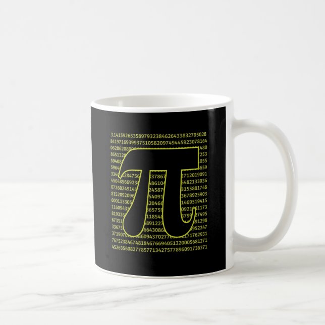 Caneca De Café Black And Yellow Happy Pi Day 3.14 (Direita)