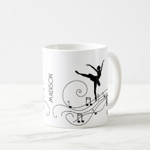 Caneca De Café Black Ballerina & Music Notes Café Mug