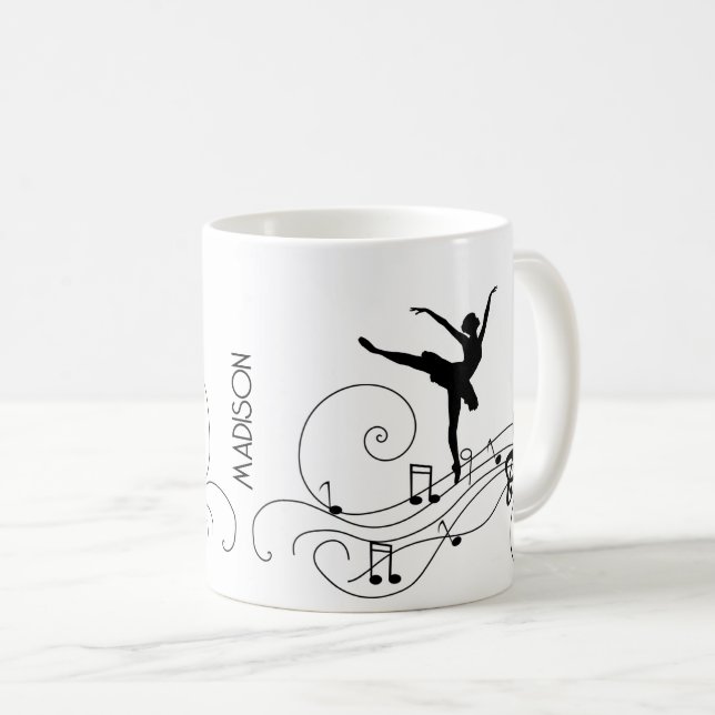Caneca De Café Black Ballerina & Music Notes Café Mug (Frente Esquerda)