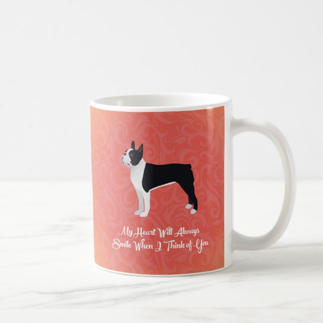 Caneca De Café Black Boston Terrier My Heart Will Always Smile (Direita)