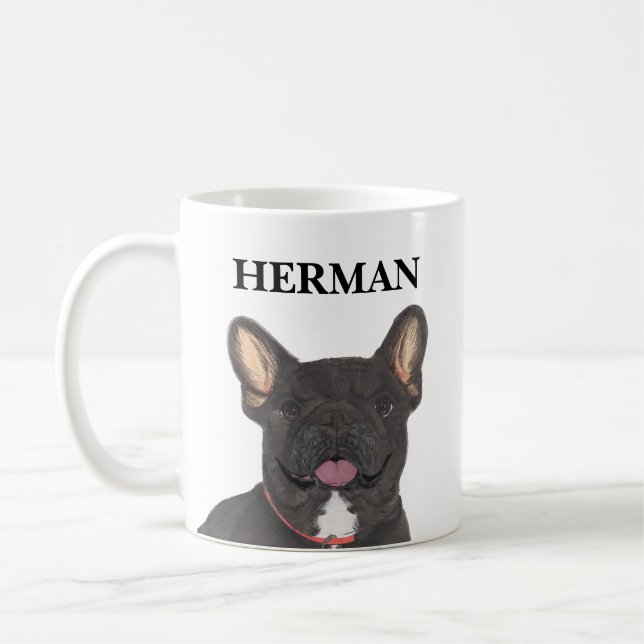 Caneca De Café Black Brindle Frenchie French Buldogue Personaliza (Esquerda)