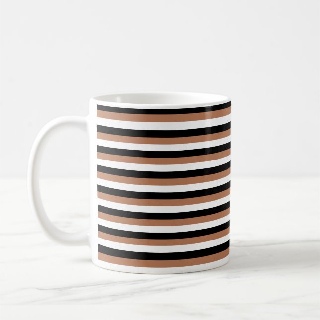 Caneca De Café Black, Brown and White Stripes (Esquerda)