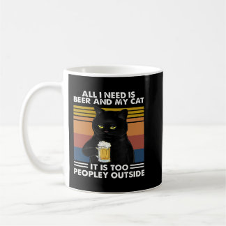 Caneca De Café Black Cat All I Need Is Beer And My Cat It Is Too 