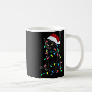 Caneca De Café Black Cat Árvore Natal Luzes Diversão Papais noeis