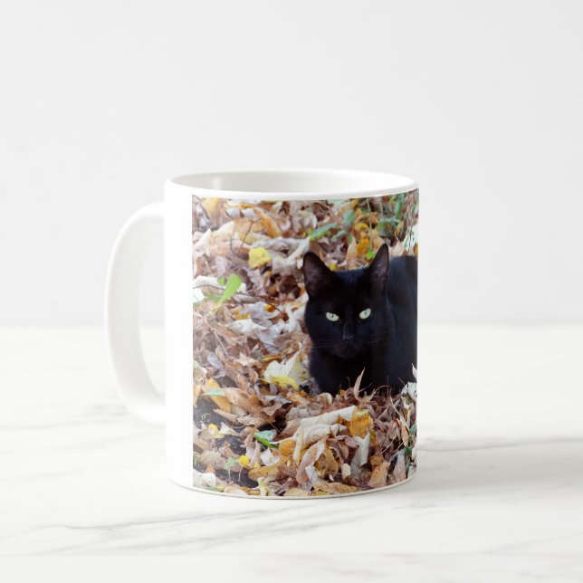 Caneca De Café Black Cat Autumn Classic White Mug (Frente Esquerda)