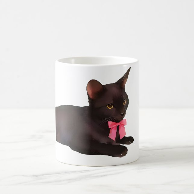 Caneca De Café  Black Cat Coffee Mug, Two-Tone Ceramic, Cat Lover (Centro)