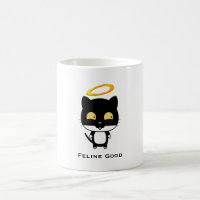 Black Cat Engraçado Pun Com Halo - Felino Bom
