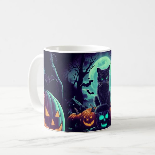 Caneca De Café Black Cat Halloween (Frente Esquerda)