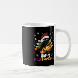 Caneca De Café Black Cat Halloween Happy Hallothanksmas Feliz Chr